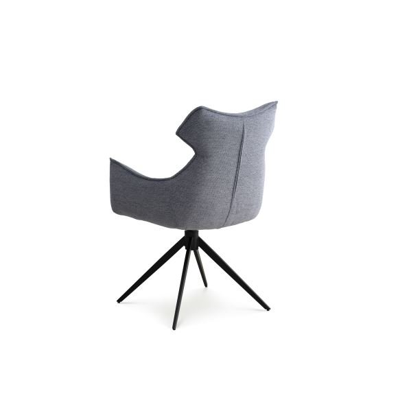 Liva spisestol, med armlener og svingfunksjon - isbltt stoff og svarte ben