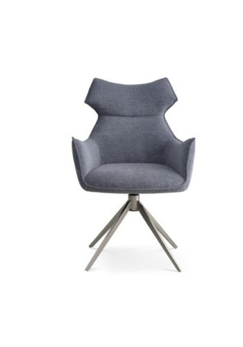 Liva spisestuestol, med armlen og svingfunksjon - isbltt stoff og metall