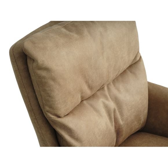 Lotus spisestuestol, med armlener og svingfunksjon - karamellbrunt mikroskinn og svarte ben