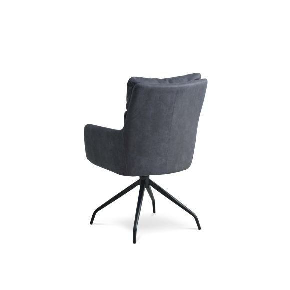 Lotus spisestuestol, med armlen og svingfunksjon - mrkebl mikroskinnokse og svarte ben