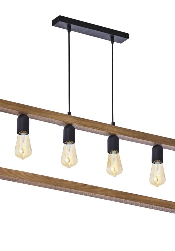 TK Metro taklampe - naturlig tre og sort metall