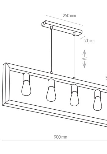 TK Metro taklampe - naturlig tre og sort metall
