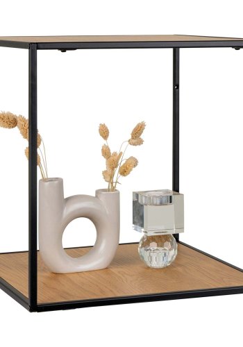 HOUSE NORDIC Vita vegghylle - naturlig melamin og sort stl (36x36x36)