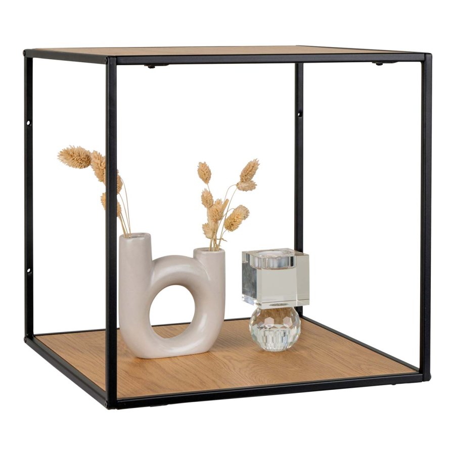 HOUSE NORDIC Vita vegghylle - naturlig melamin og sort stl (36x36x36)