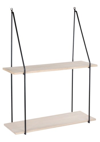 HOUSE NORDIC rektangulr Haag vegghylle - tre og sort stl (72x55)