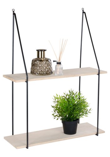 HOUSE NORDIC rektangulr Haag vegghylle - tre og sort stl (72x55)