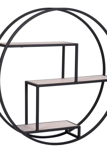 HOUSE NORDIC rund Rotterdam vegghylle - tre og sort stl (60)