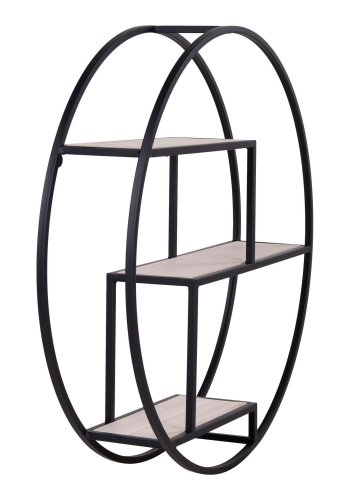 HOUSE NORDIC rund Rotterdam vegghylle - tre og sort stl (60)