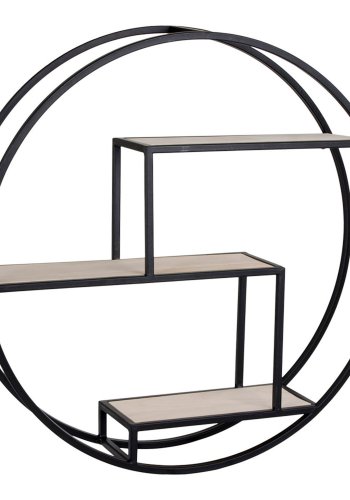 HOUSE NORDIC rund Rotterdam vegghylle - tre og sort stl (60)