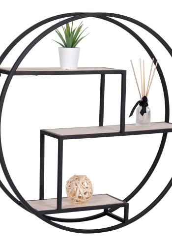 HOUSE NORDIC rund Rotterdam vegghylle - tre og sort stl (60)
