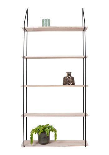 HOUSE NORDIC rektangulr Eindhoven vegghylle - tre og sort stl