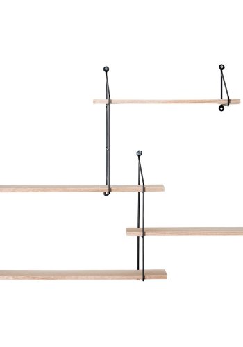 HOUSE NORDIC Harlem vegghylle - naturlig keiserlig tre og svart stl