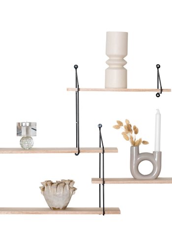 HOUSE NORDIC Harlem vegghylle - naturlig keiserlig tre og svart stl