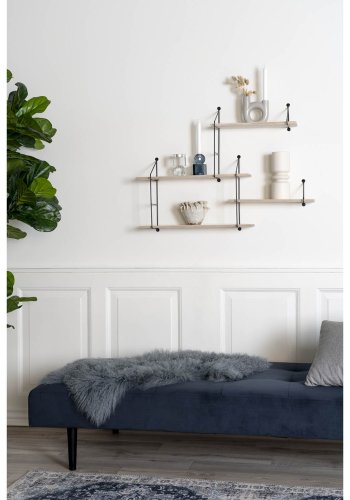 HOUSE NORDIC Harlem vegghylle - naturlig keiserlig tre og svart stl