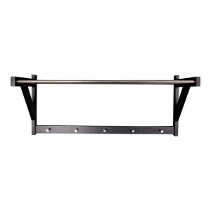 HOUSE NORDIC Padova hattehylde, m. 5 knager - sort poppeltr og stl