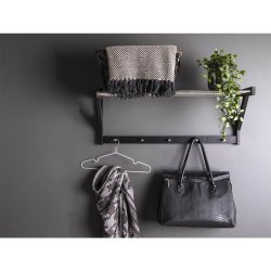 Padova hattehylde, m. 5 knager - sort poppeltr og stl