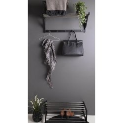 Padova skoreol, m. 2 hylder - sort poppeltr og stl (78x34)