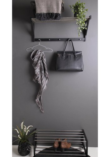 HOUSE NORDIC Padova skostativ, m. 2 hyller - svart poppeltre og stl (78x34)