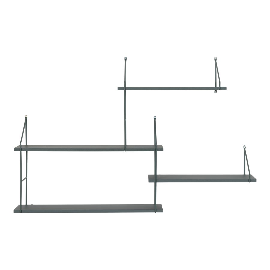 HOUSE NORDIC Harlem vegghylle, m. 4 hyller - grnt keiserlig tre og grnt stl