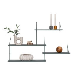 Harlem vghylde, m. 4 hylder - grn kejsertr og grn stl