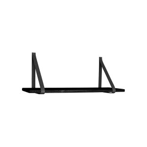 HOUSE NORDIC rektangulr Forno vegghylle - sort skinn og gummitre