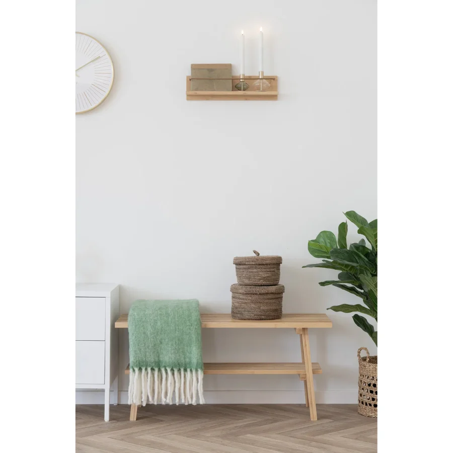 HOUSE NORDIC Ember vegghylle, rektangulr - naturlig bambus og metall (45x10x12)