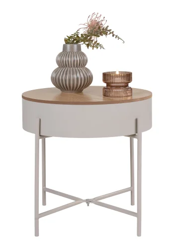 HOUSE NORDIC Sisco Ecktisch mit Stauraum – beiges Melamin und hellgrauer Stahl (40)