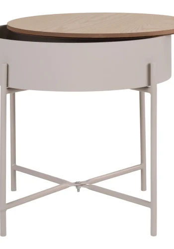 HOUSE NORDIC Sisco Ecktisch mit Stauraum – beiges Melamin und hellgrauer Stahl (40)