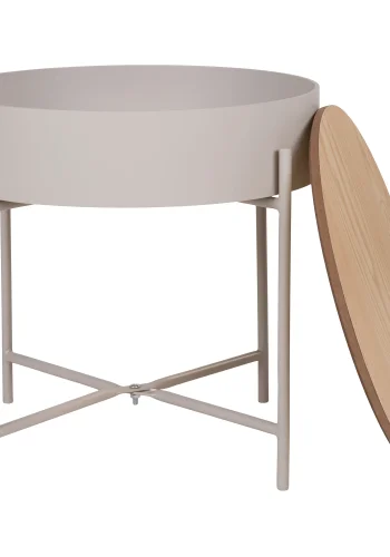 HOUSE NORDIC Sisco Ecktisch mit Stauraum – beiges Melamin und hellgrauer Stahl (40)