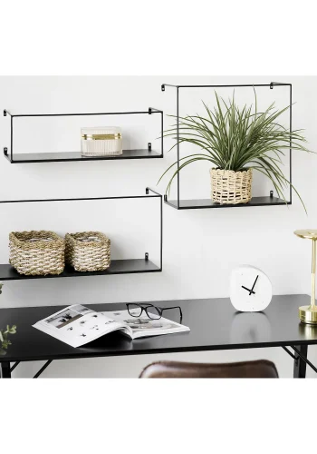 HOUSE NORDIC Ulmo vegghylle - Vegghylle, stl, svart<br>sett med 3