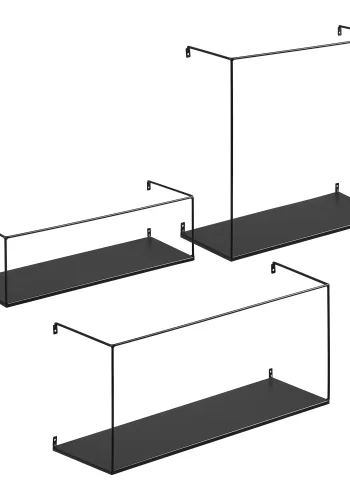 HOUSE NORDIC Ulmo vegghylle - Vegghylle, stl, svart<br>sett med 3