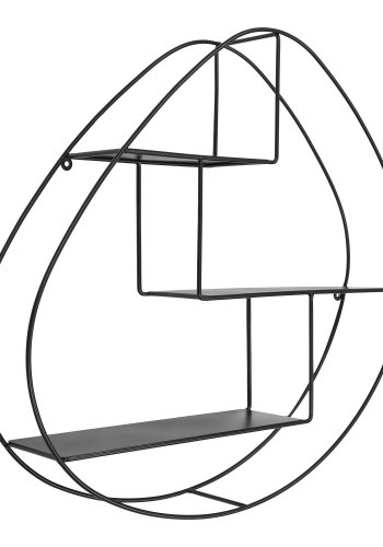 HOUSE NORDIC Wrexham vegghylle, med 3 hyller, organisk - svart stl (60x12x60)