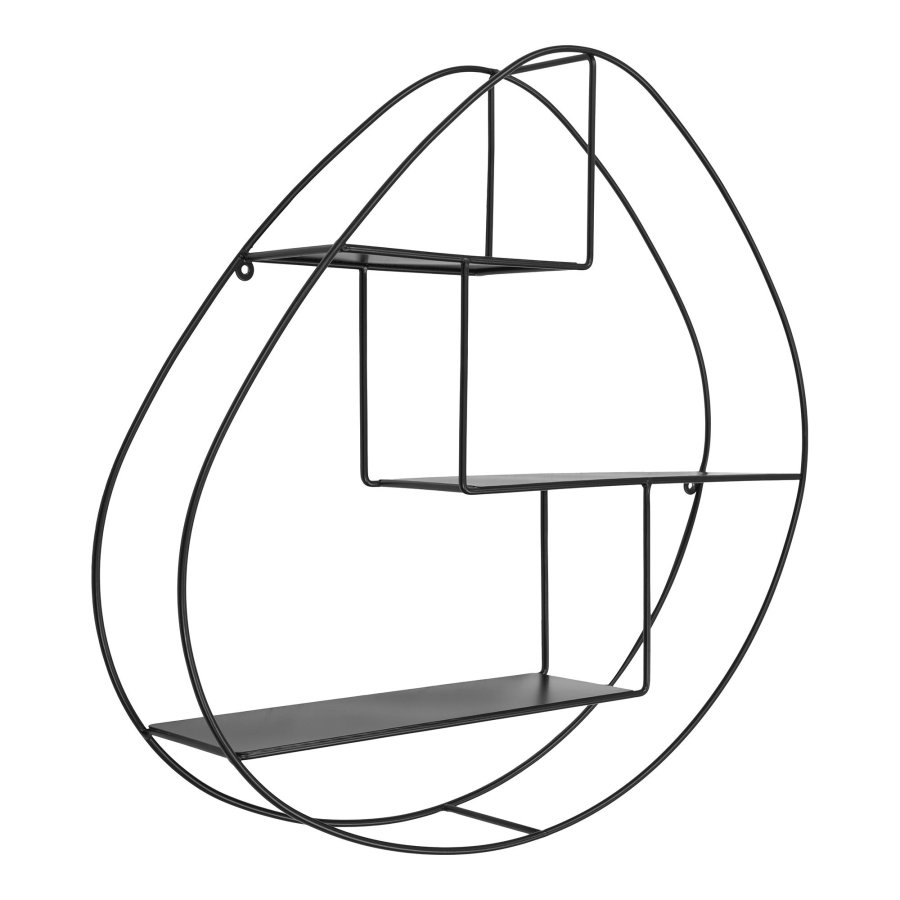 HOUSE NORDIC Wrexham vegghylle, med 3 hyller, organisk - svart stl (60x12x60)