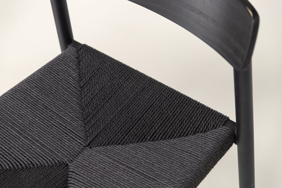 VIND COLLECTION Malmön spisestol - svart tre, tau og stl