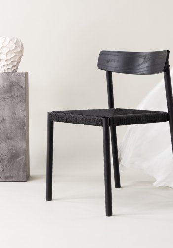 VIND COLLECTION Malmön spisestol - svart tre, tau og stl