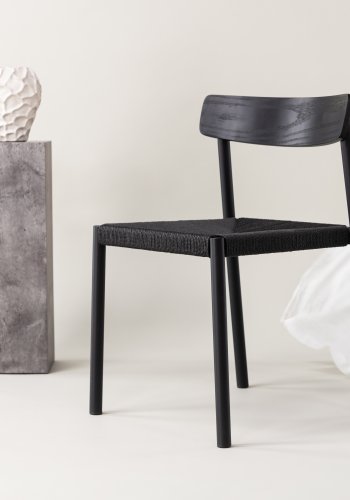 VIND COLLECTION Malmön spisestol - svart tre, tau og stl