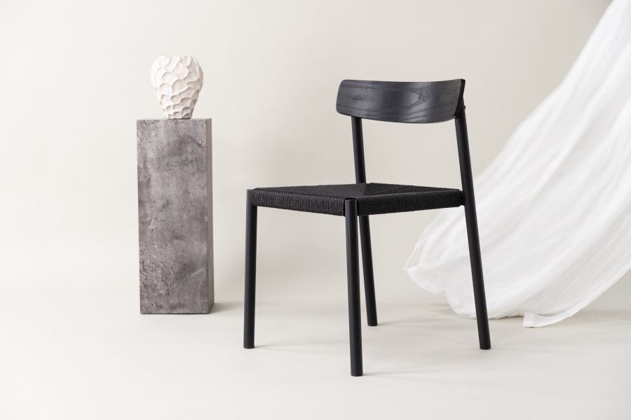 VIND COLLECTION Malmön spisestol - svart tre, tau og stl