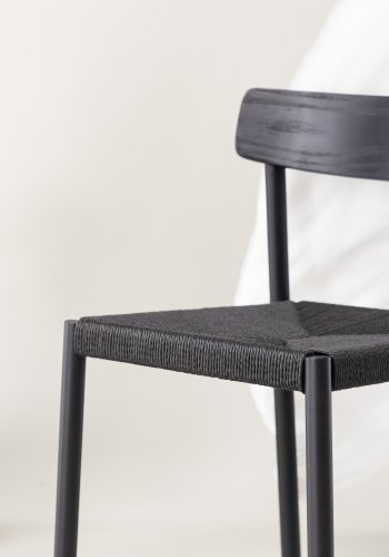 VIND COLLECTION Malmön spisestol - svart tre, tau og stl