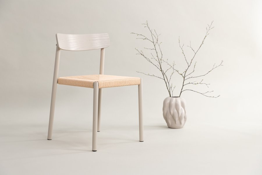 VINN KOLLEKSJON Malmön spisestol - beige rotting og greige MDF/stl