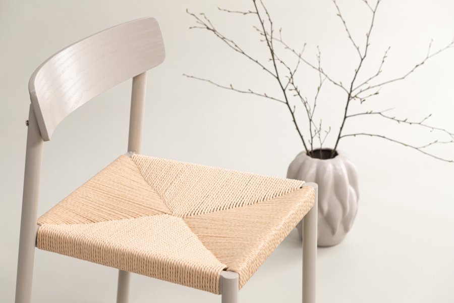 VINN KOLLEKSJON Malmön spisestol - beige rotting og greige MDF/stl