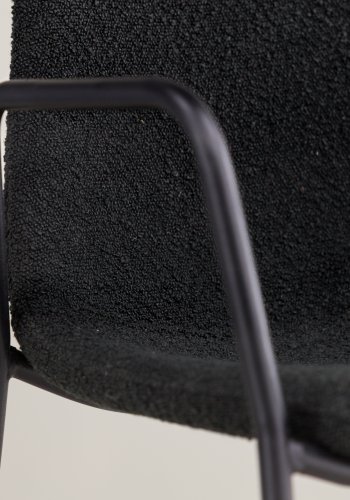 VIND COLLECTION Klädesholmen spisebordsstol, m. armlener - svart boucléstoff og sort stl