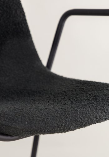 VIND COLLECTION Klädesholmen spisebordsstol, m. armlener - svart boucléstoff og sort stl