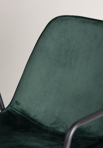 VIND COLLECTION Klädesholmen spisebordsstol, m. armlener - mrkegrnn polyesterflyel og sort stl
