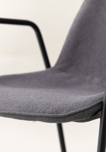 VIND COLLECTION Klädesholmen spisebordsstol, m. armlener - mrkegr boucléstoff og sort stl