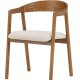 VENTURE DESIGN L�ng�n spisebordsstol, m. arml�n - beige polyester og brun asketr�
