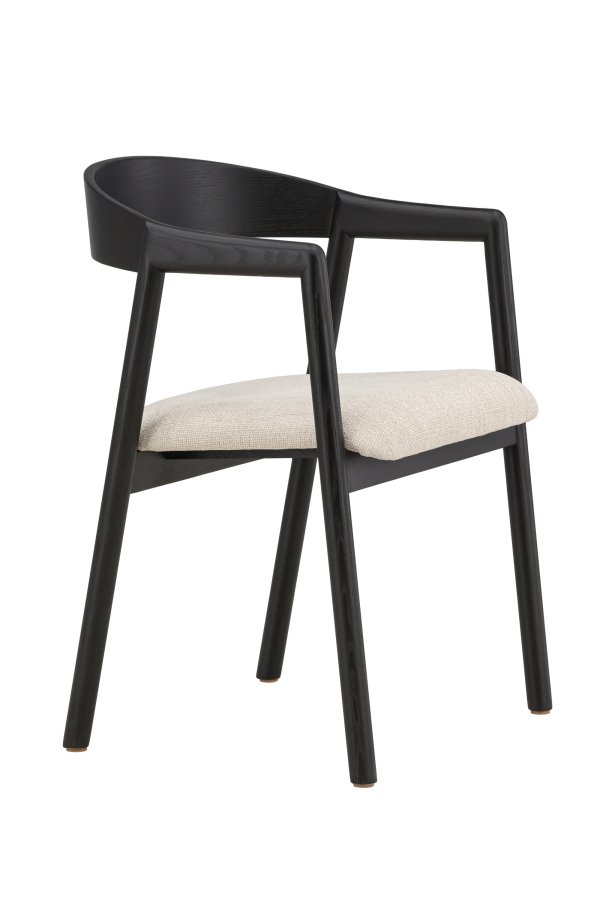 VENTURE DESIGN L�ng&ouml;n Spisestole 2-pak - Sort / Beige Stof