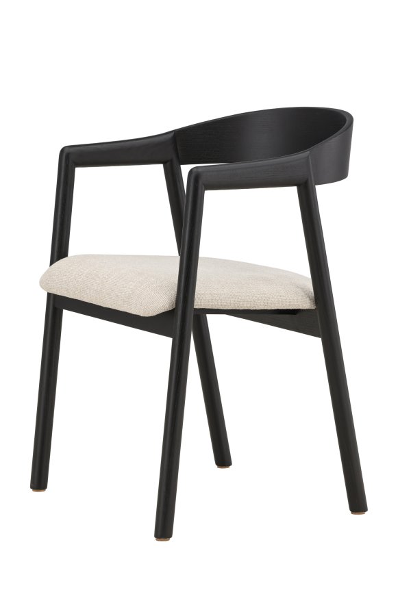 VENTURE DESIGN L�ng&ouml;n Spisestole 2-pak - Sort / Beige Stof