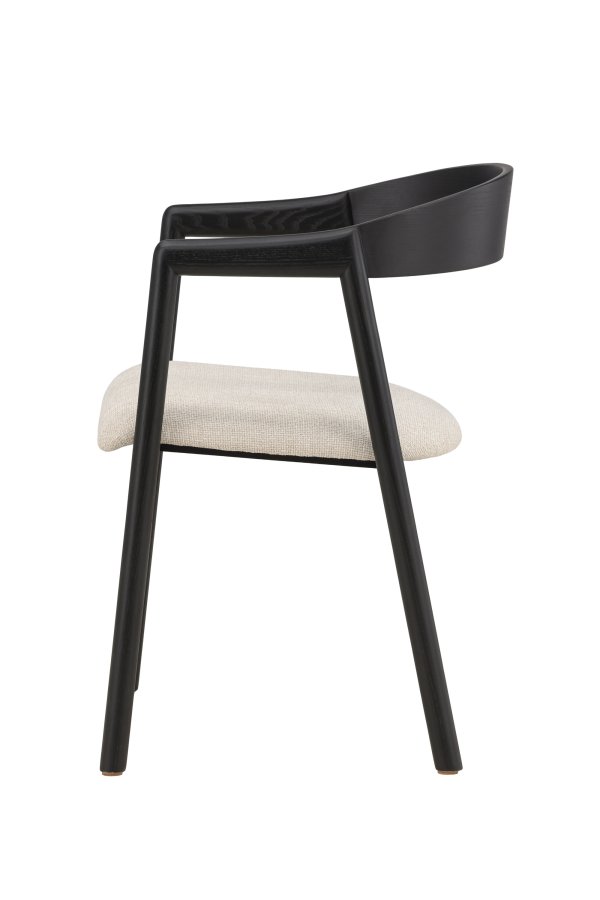 VENTURE DESIGN L�ng&ouml;n Spisestole 2-pak - Sort / Beige Stof