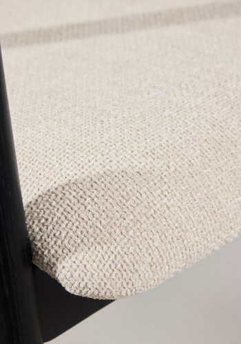 VENTURE DESIGN L�ng�n spisebordsstol, m. arml�n - beige polyester og sort asketr�