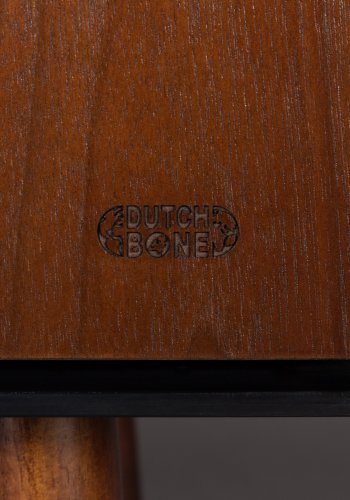 DUTCHBONE Juju Sideboard, hoch, mit 3 Türen und 3 Regalen – braunes Walnussfurnier/Eschenholz und schwarzes Furnier